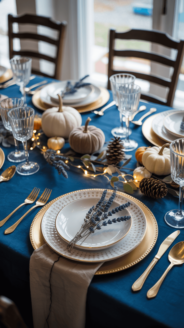 Blue Thanksgiving Table Decor for a Cool Seasonal Look