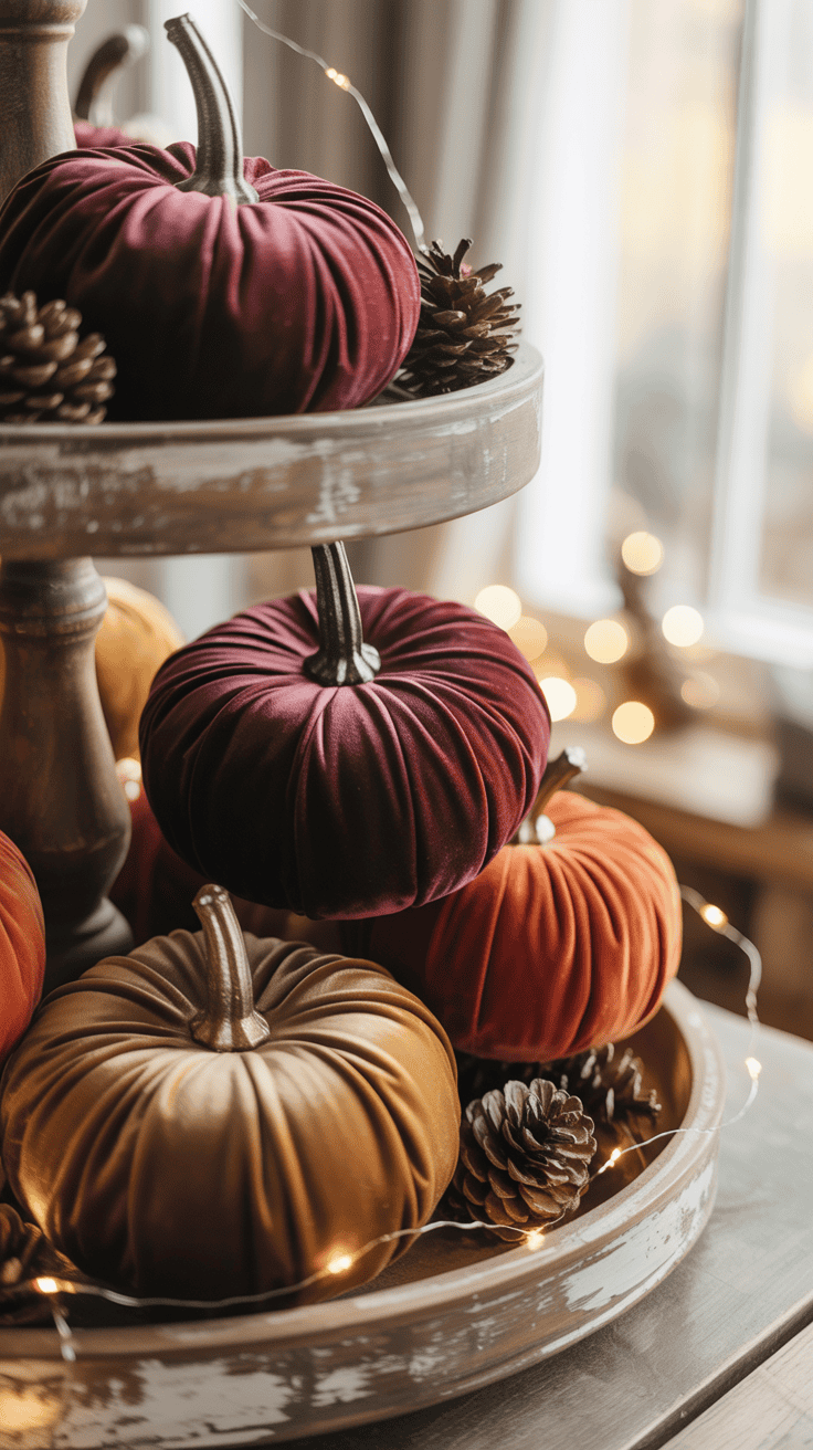 How To Display Velvet Pumpkins Without Cluttering Your Space