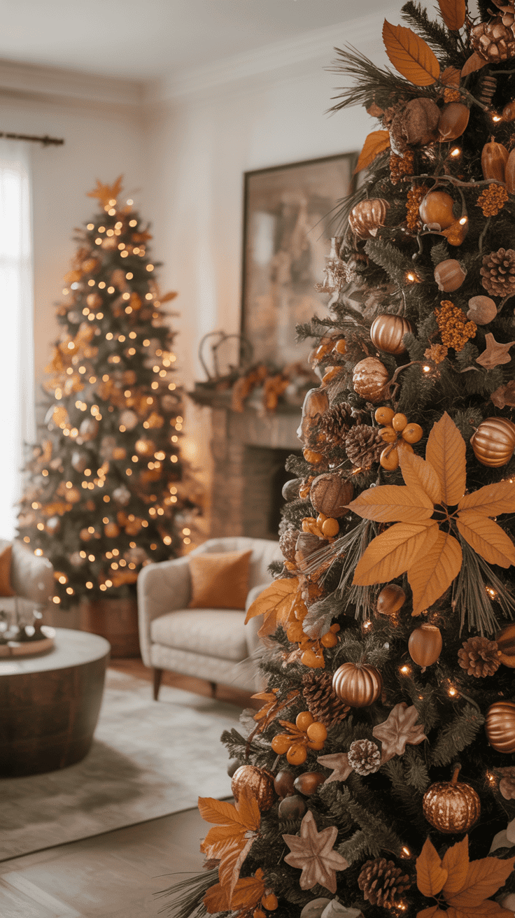 Decorated Fall Christmas Trees That Blend Two Seasons ...