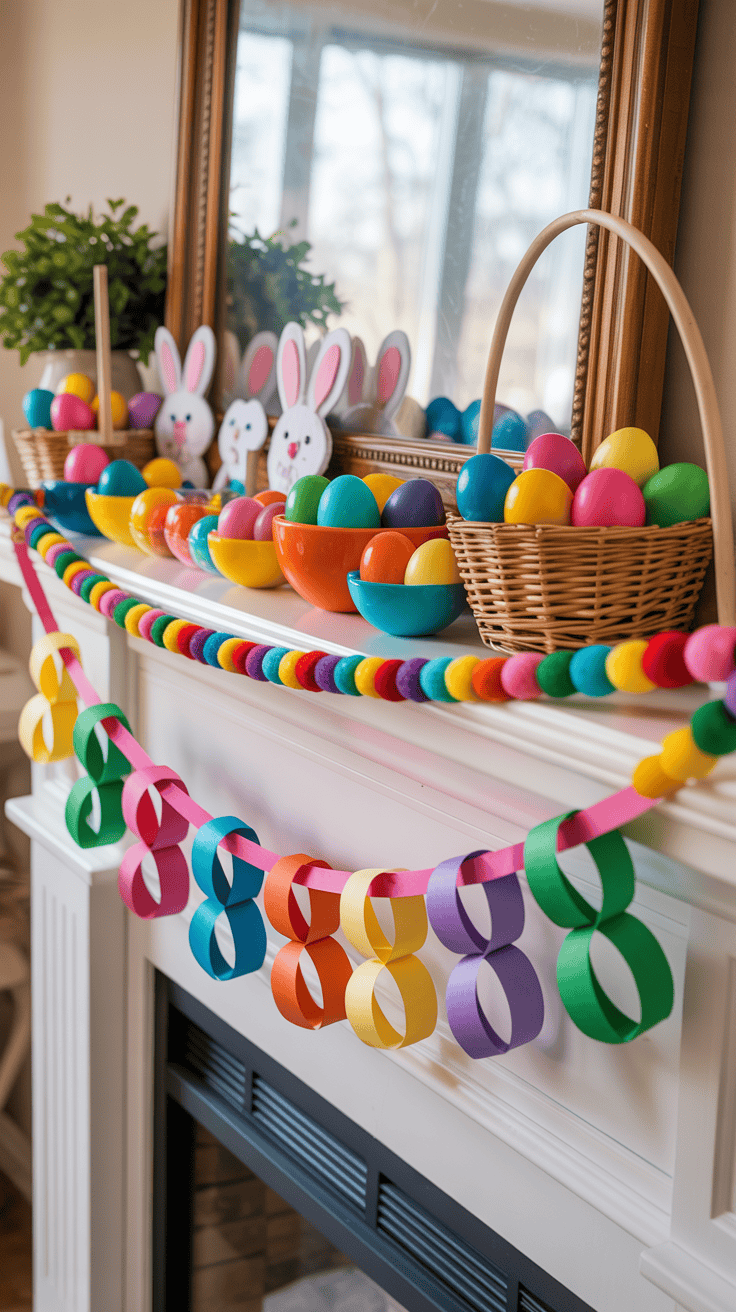 Colorful Easter Mantel Decorating Ideas for Families