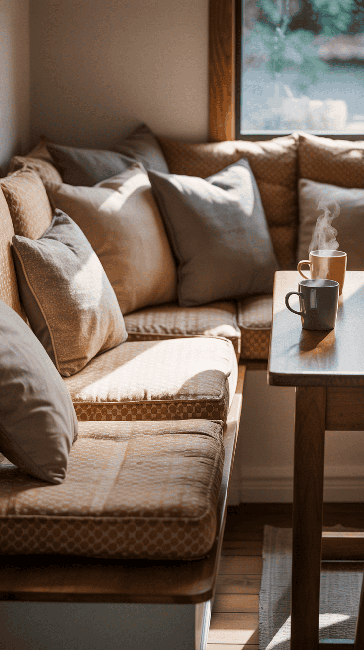 Cozy Breakfast Nook with Cushioned Benches