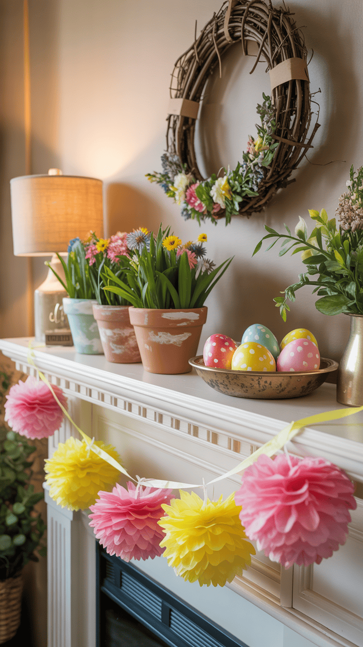 Spring Mantle Decor with DIY Elements
