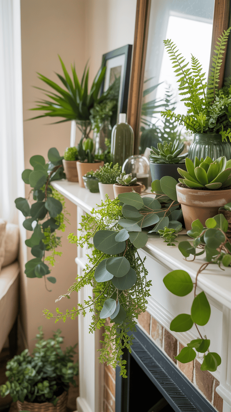 Spring Mantle Decorating Ideas Using Greenery