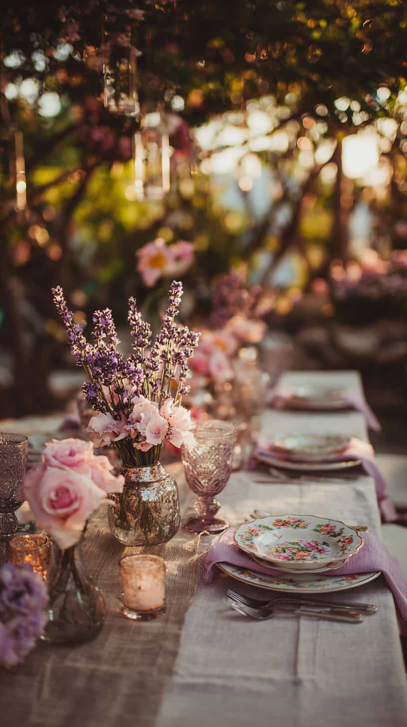 Pink Lavender Tablescape - Image 1