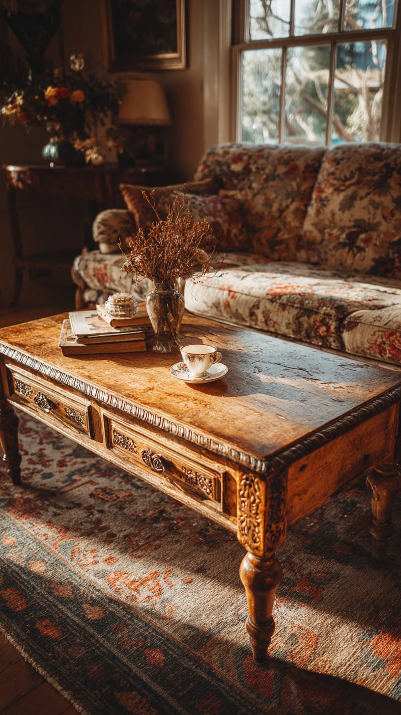 Antique Wood Coffee Table - Image 1