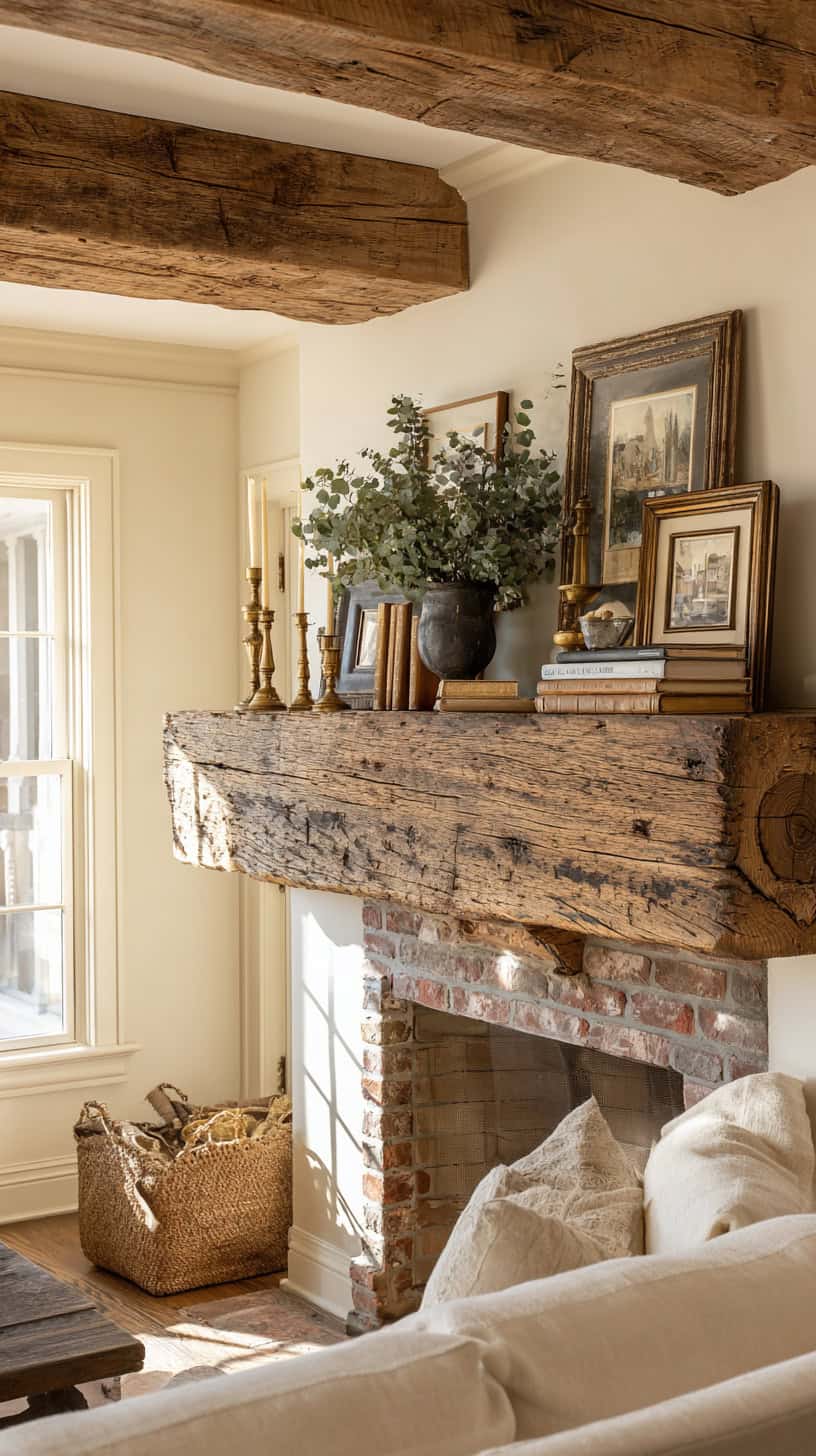 Antique Wood Mantle Shelf - Image 1