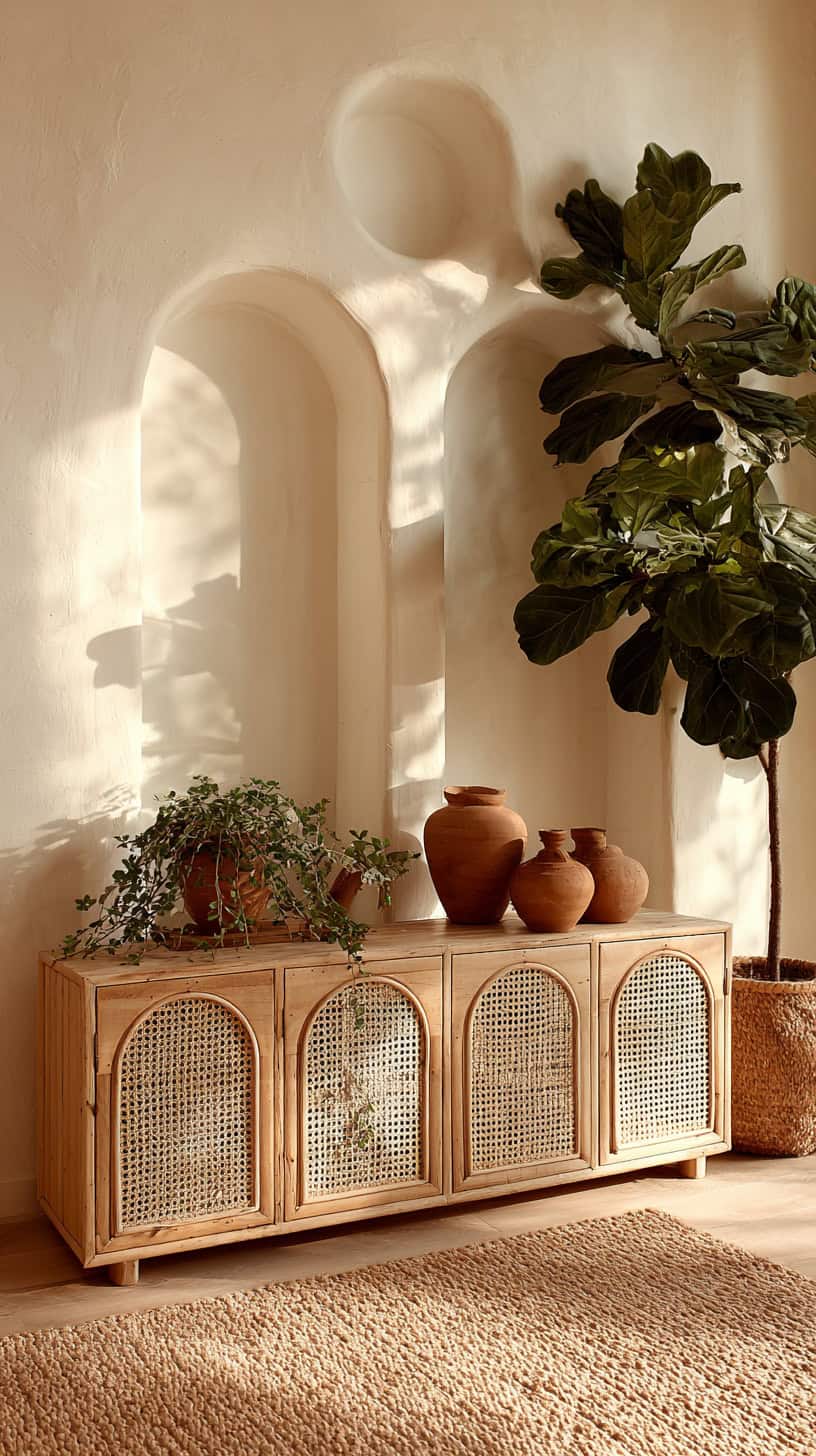Arched Rattan TV Cabinet - Image 1