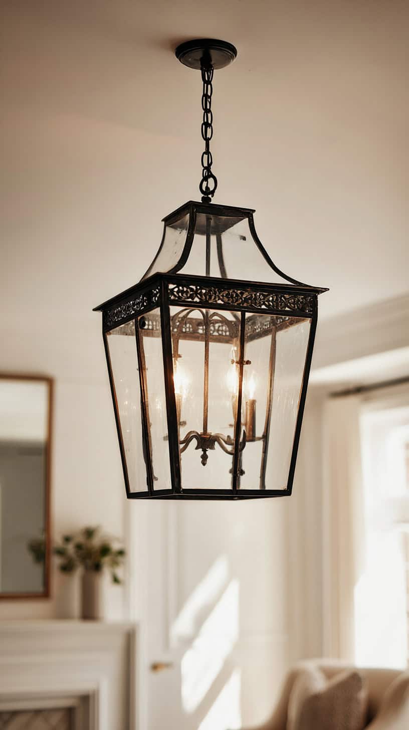 Black Metal Lantern Pendant - Image 2
