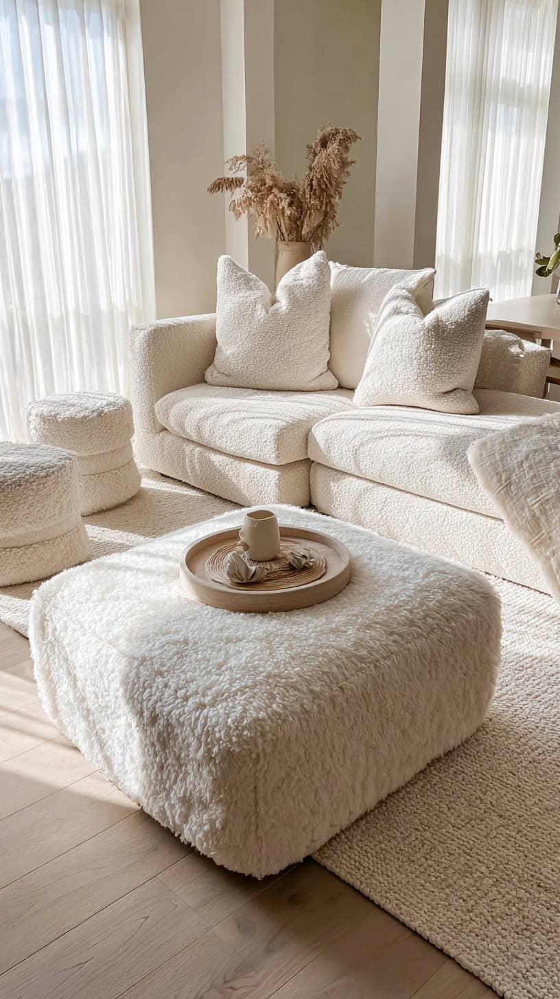 Bouclé Fabric Accent Pieces - Image 1