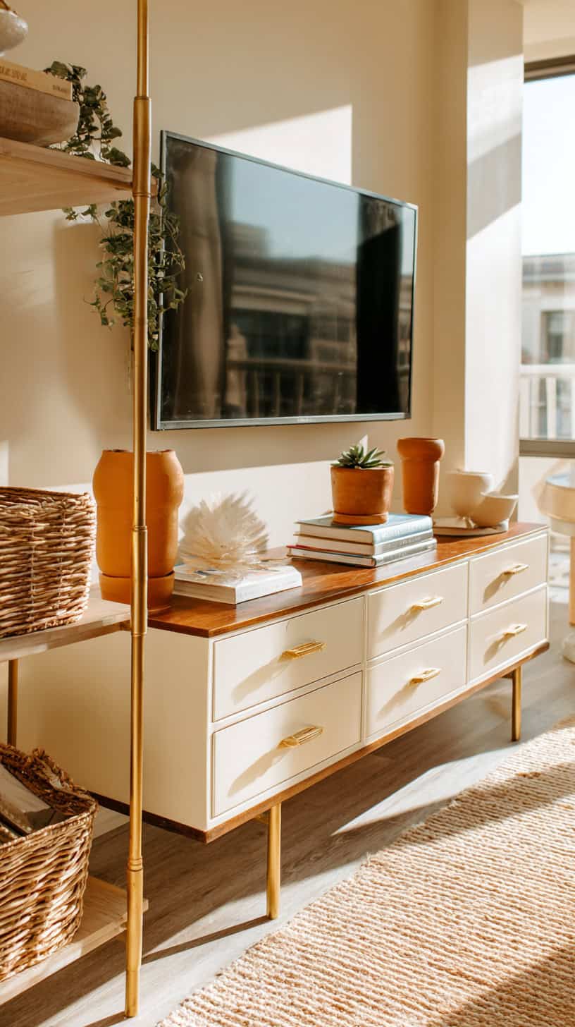 Brass-Accented TV Shelf - Image 2