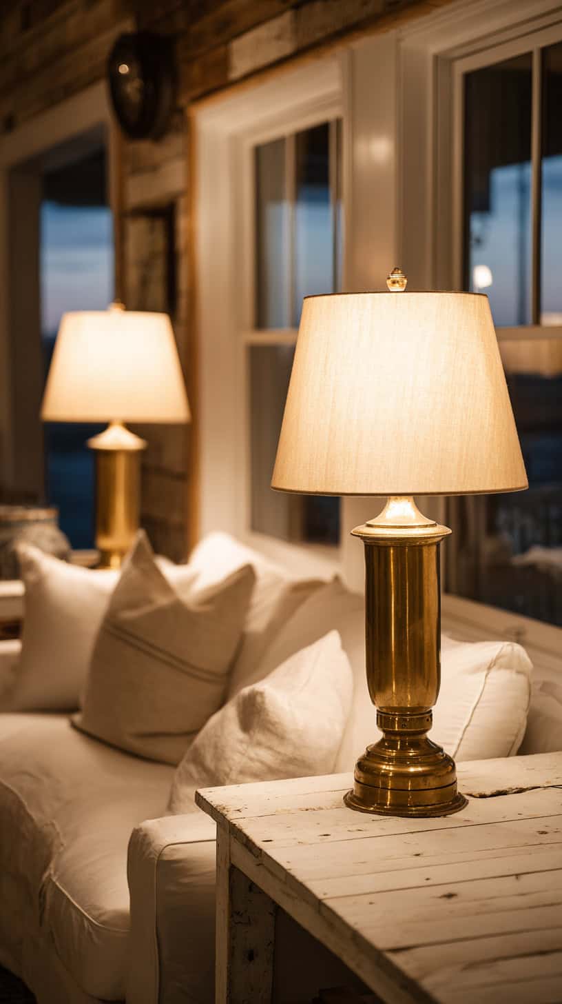 Brass Table Lamps Pair - Image 2