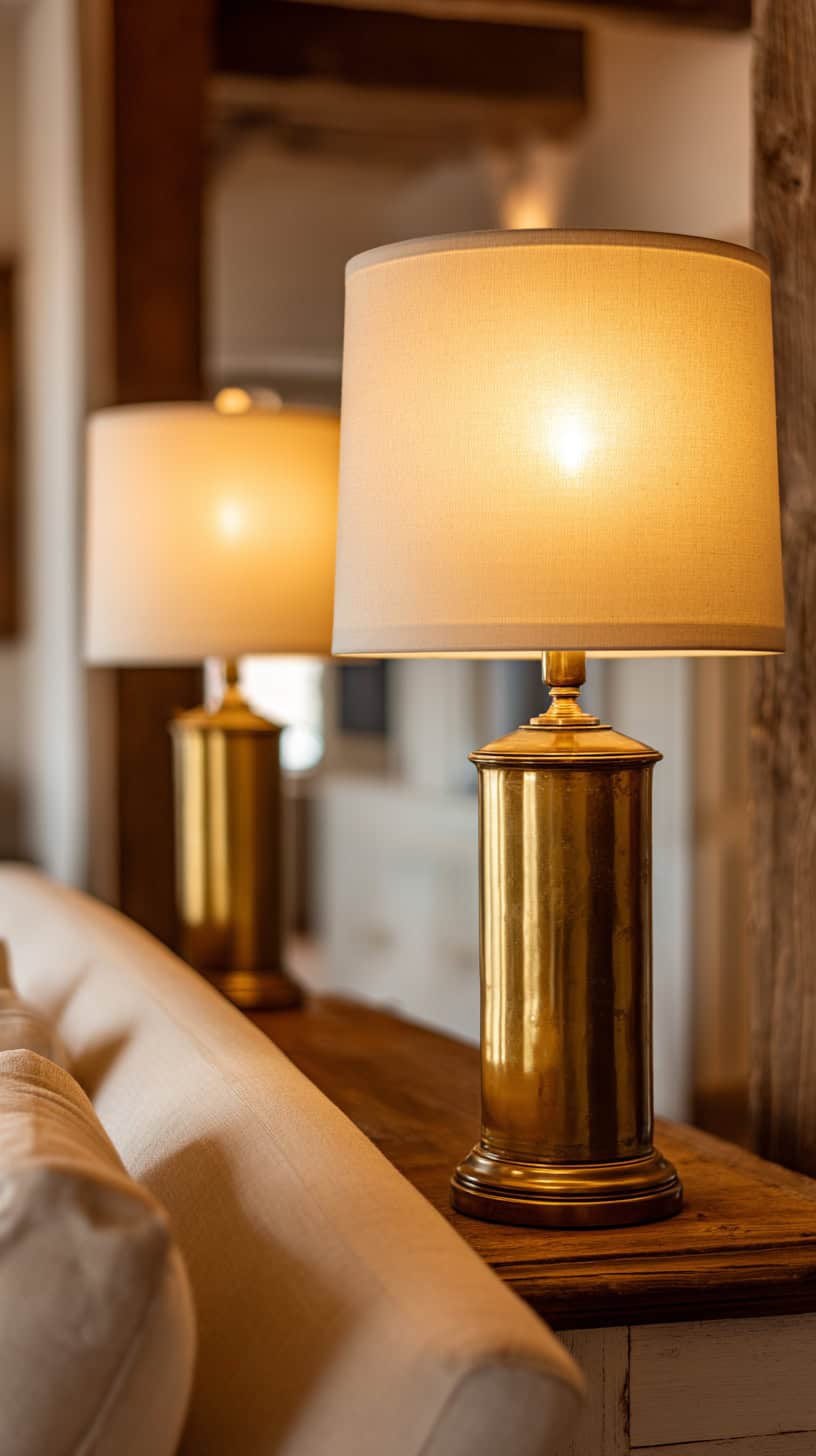 Brass Table Lamps Pair - Image 1