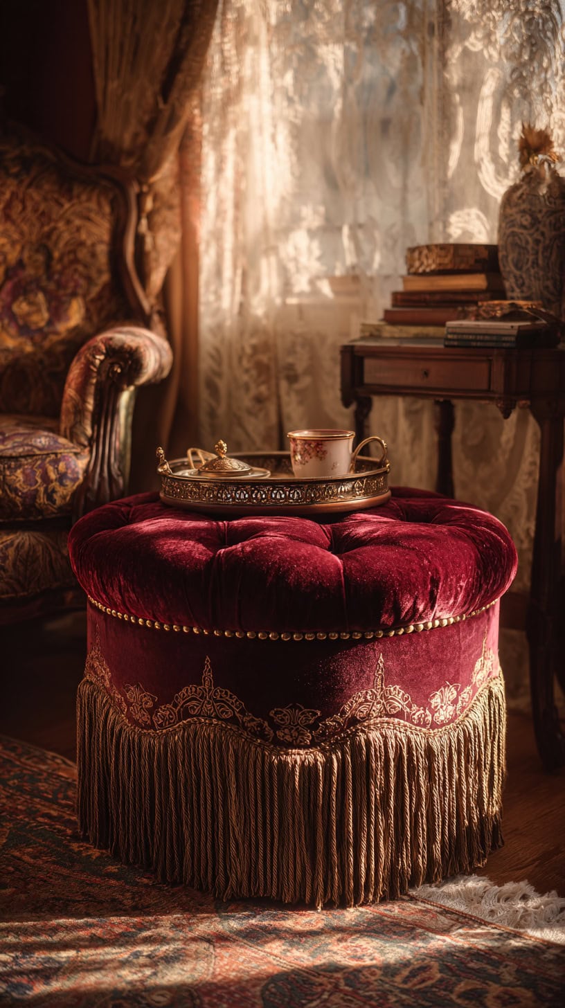 Bullion Fringe Ottoman - Image 1