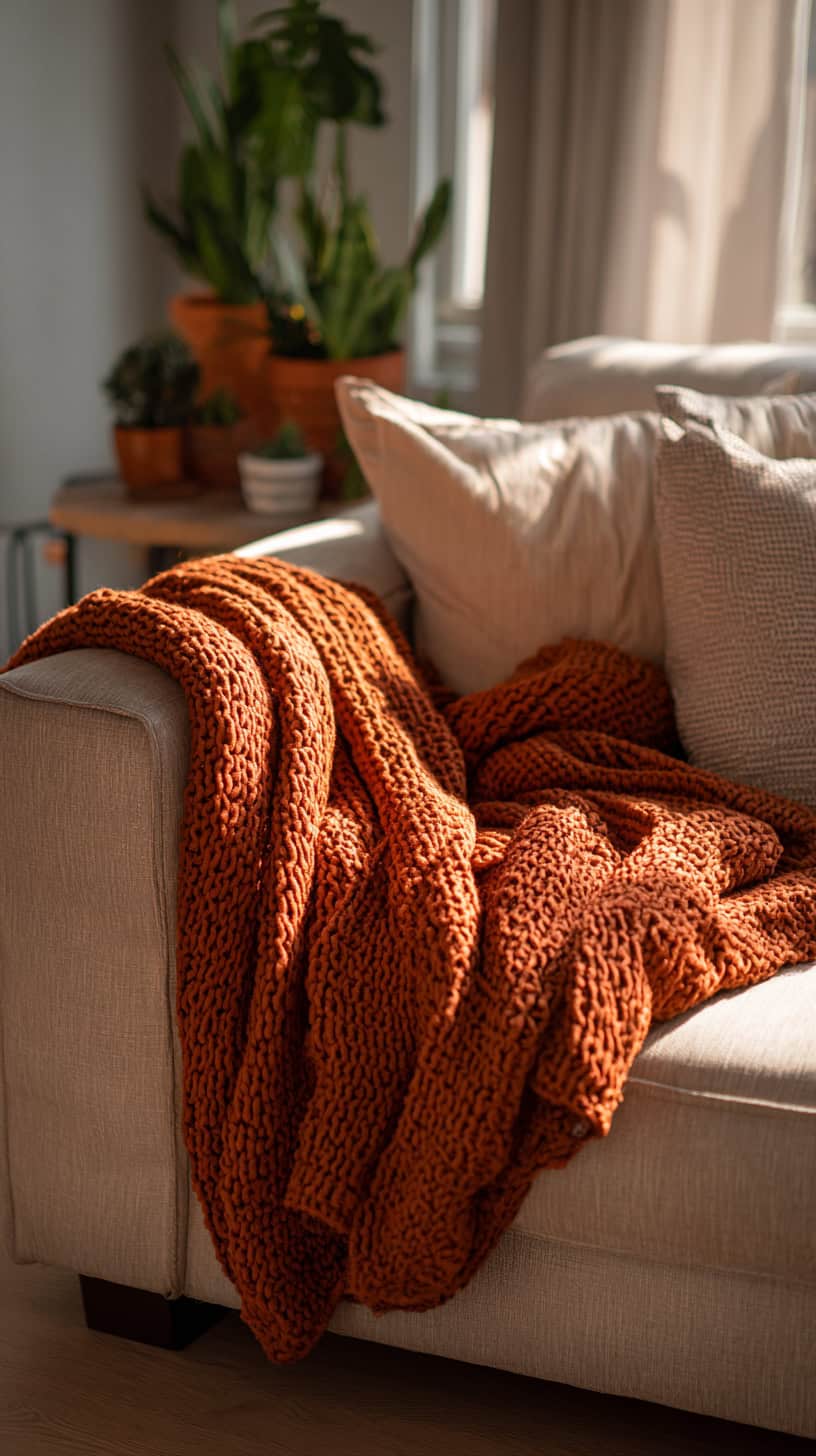 Burnt Orange Throw Blanket - Image 1