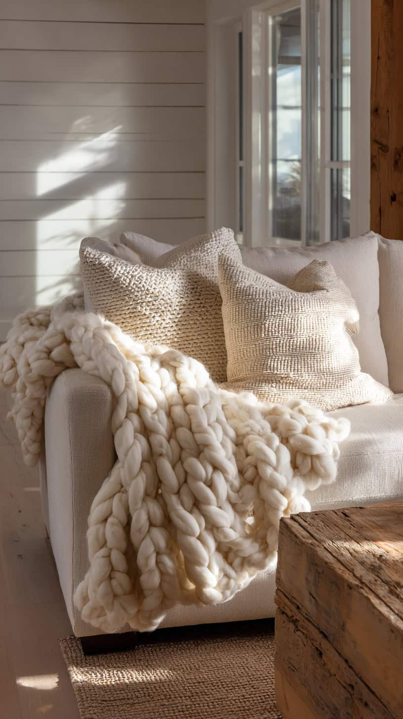 Chunky Knit Throw Blankets and Pillows - Image 2