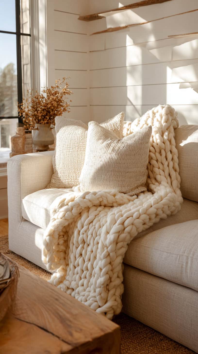 Chunky Knit Throw Blankets and Pillows - Image 1