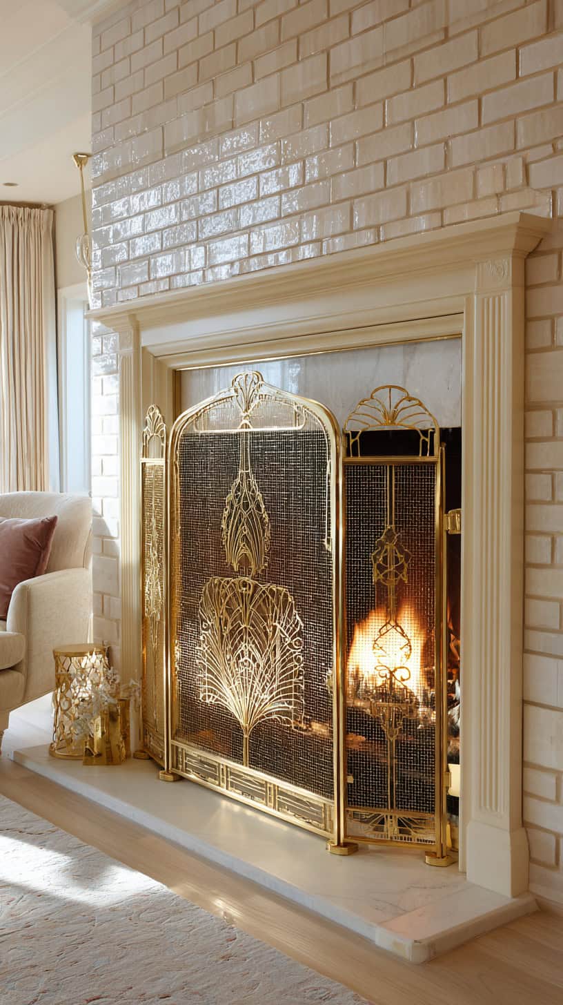 Classy Brass Fire Screen - Image 2