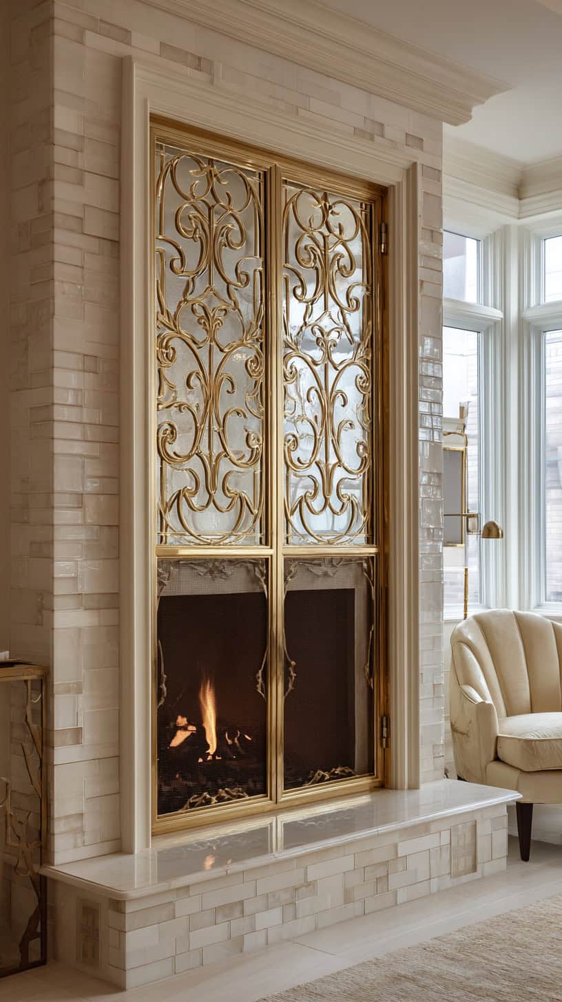 Classy Brass Fire Screen - Image 1