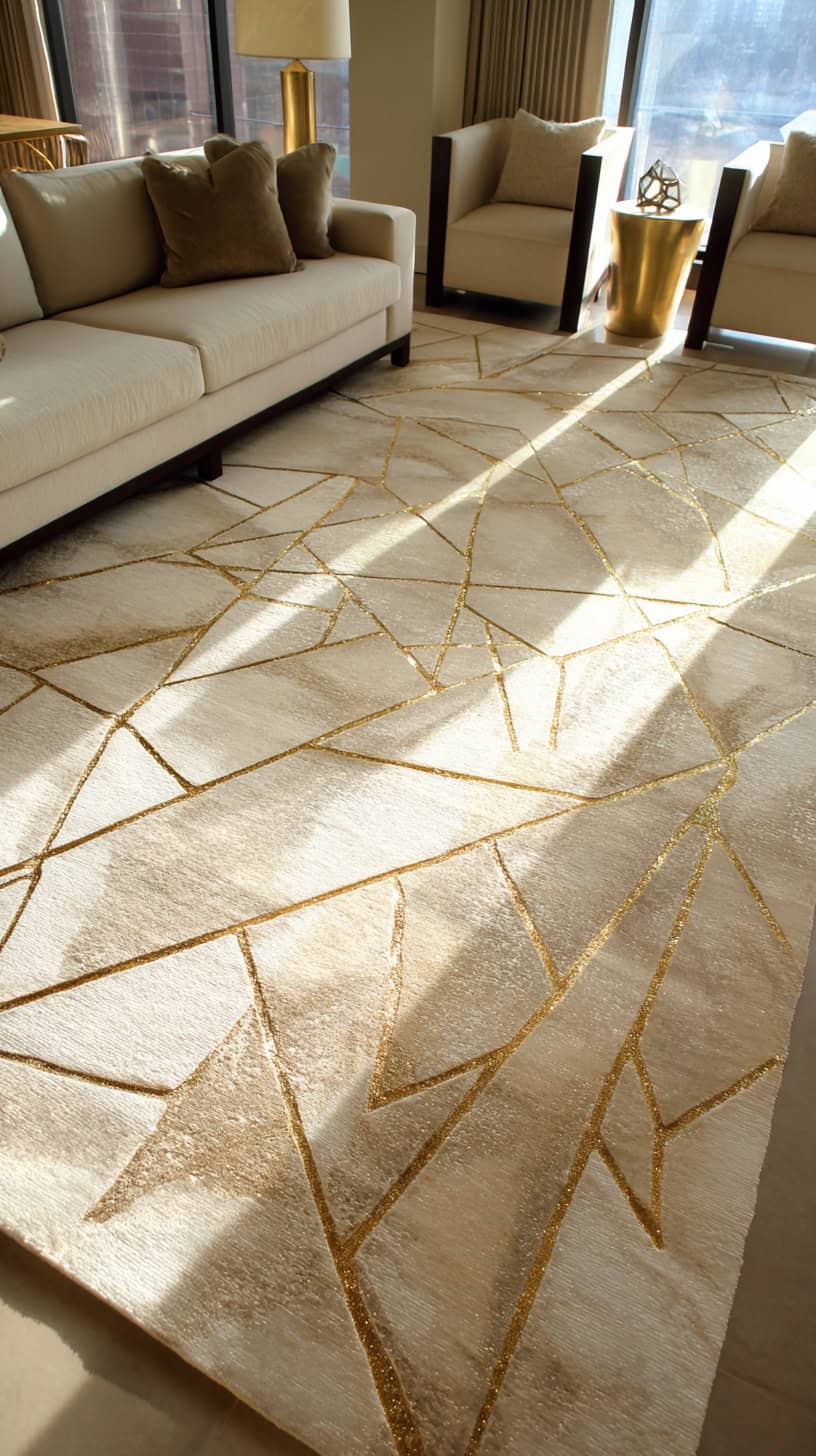 Cream and Gold Rug - Image 2