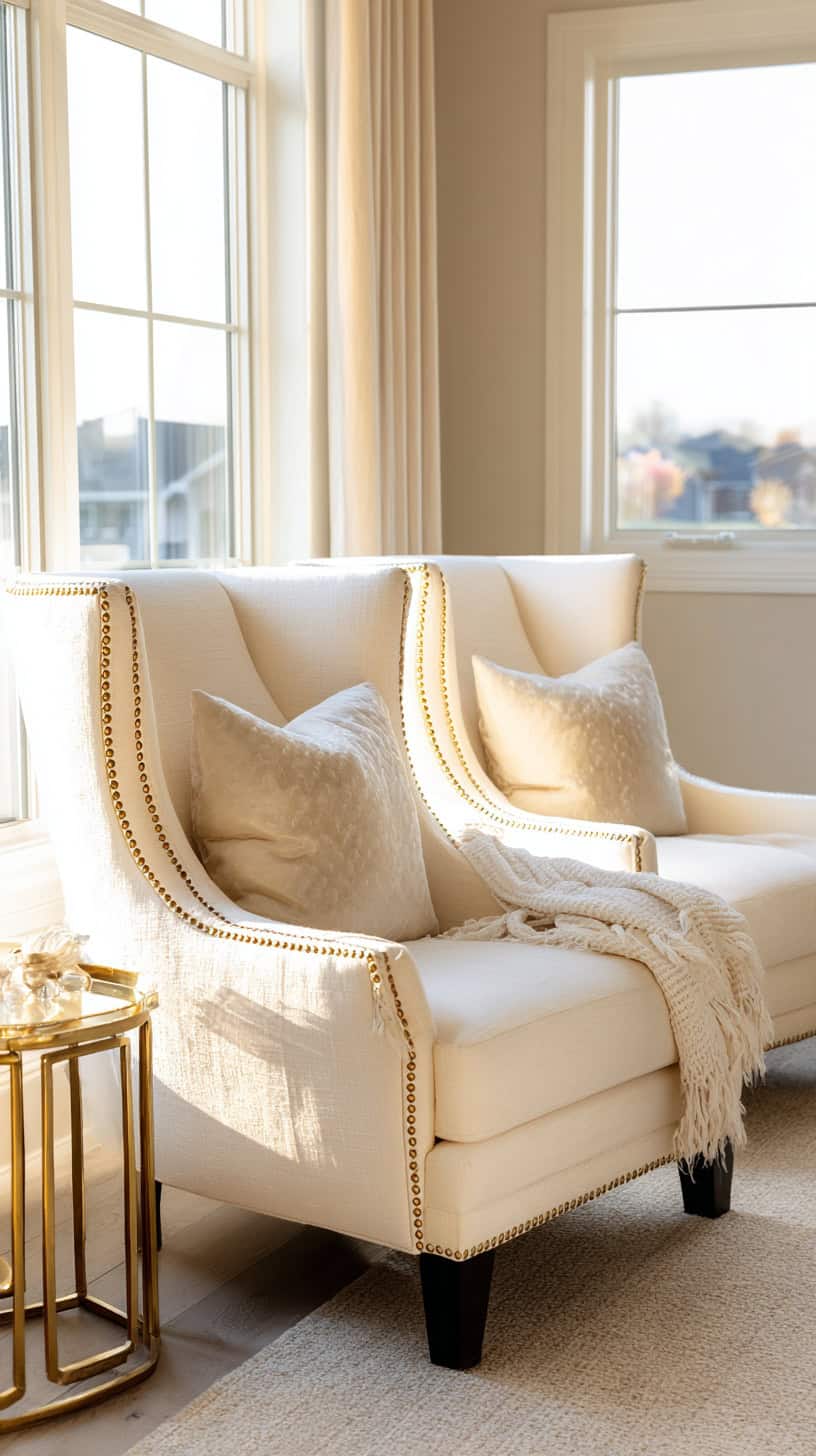 Cream Upholstered Armchairs - Image 2
