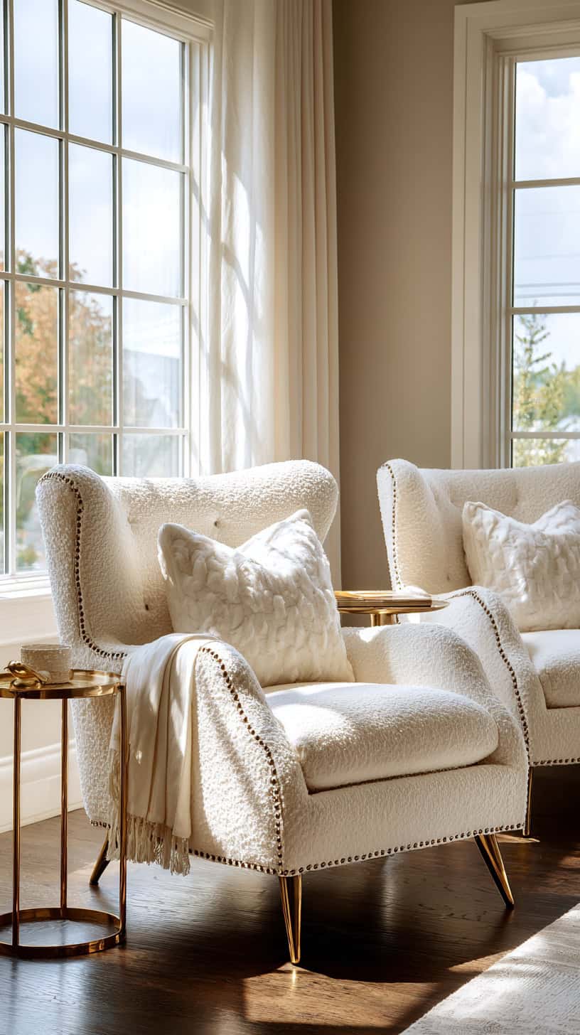 Cream Upholstered Armchairs - Image 1