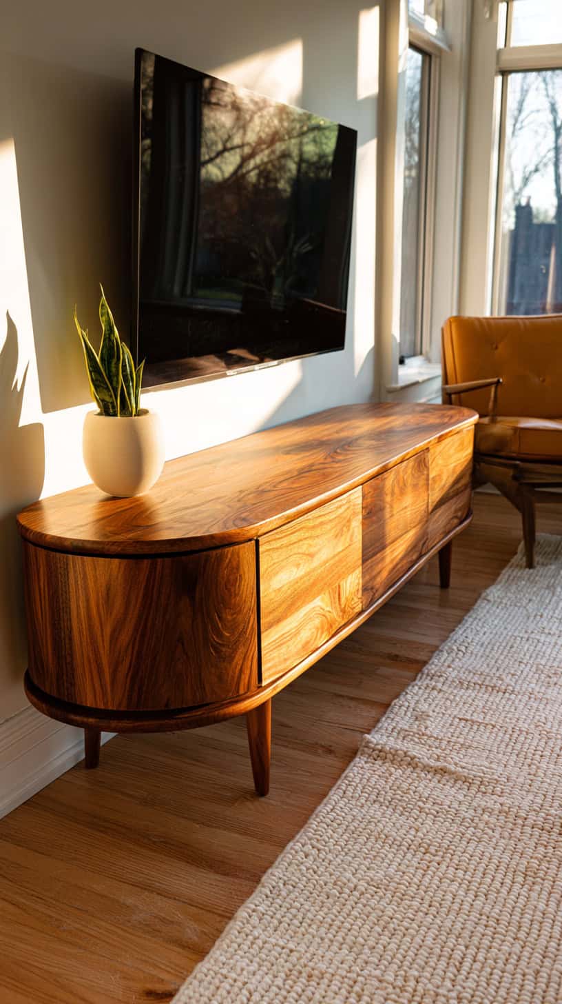 Curved Mid-Century TV Stand - Image 1