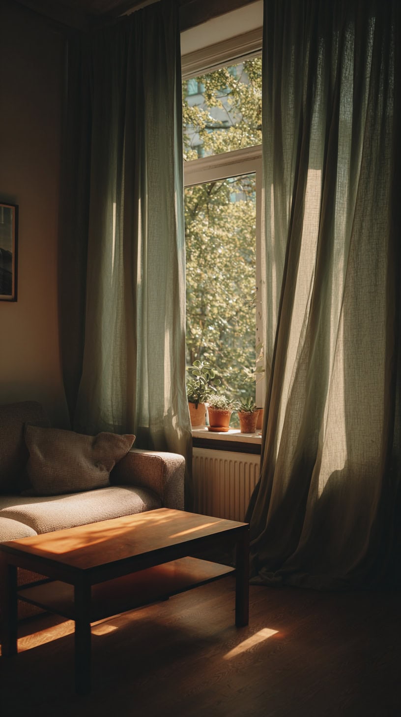 Earthy Green Curtains - Image 1