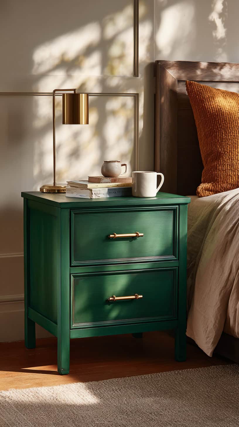 Forest Green Bedside Table - Image 1