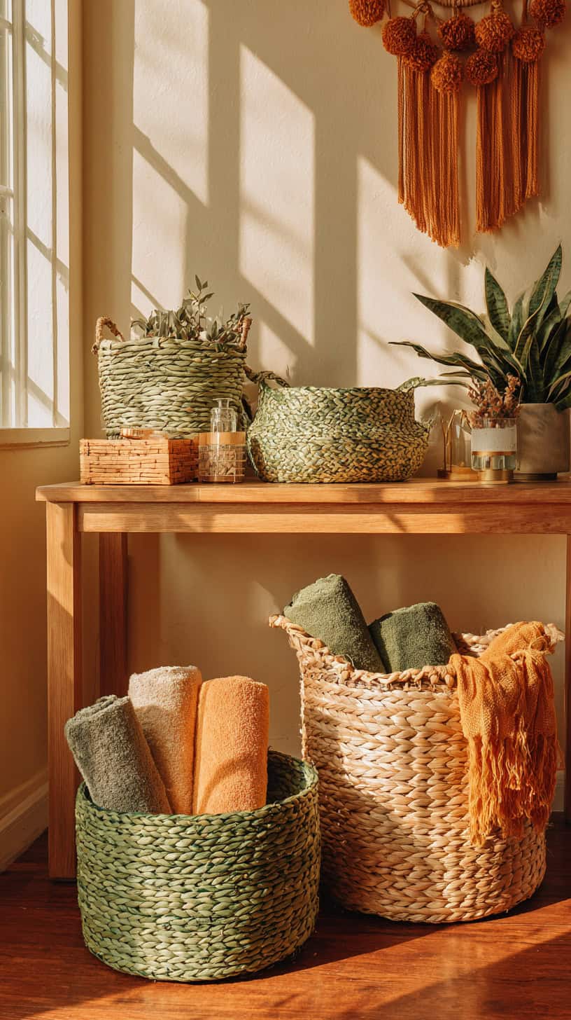 Green Woven Basket Storage - Image 2