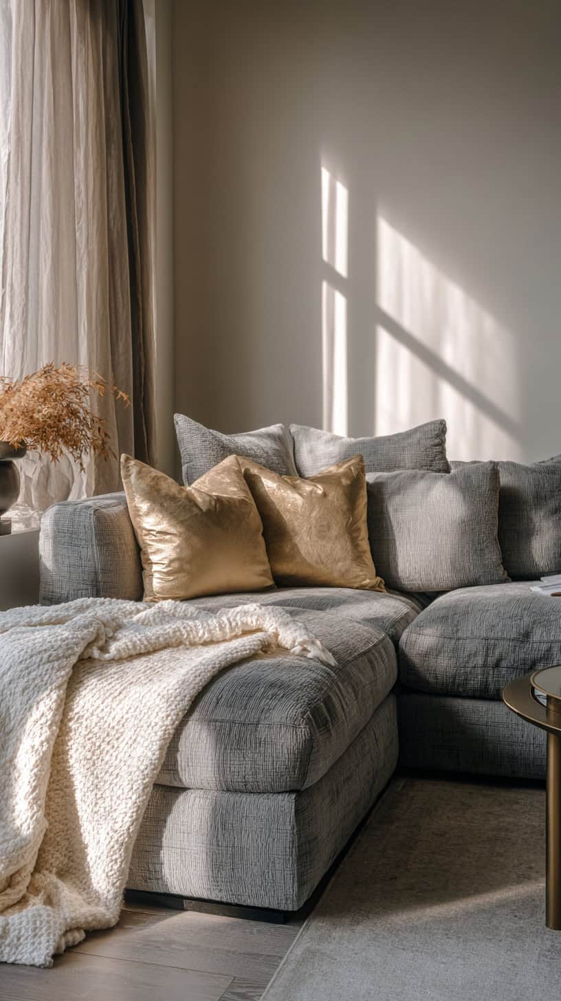 Grey Linen Sectional - Image 2