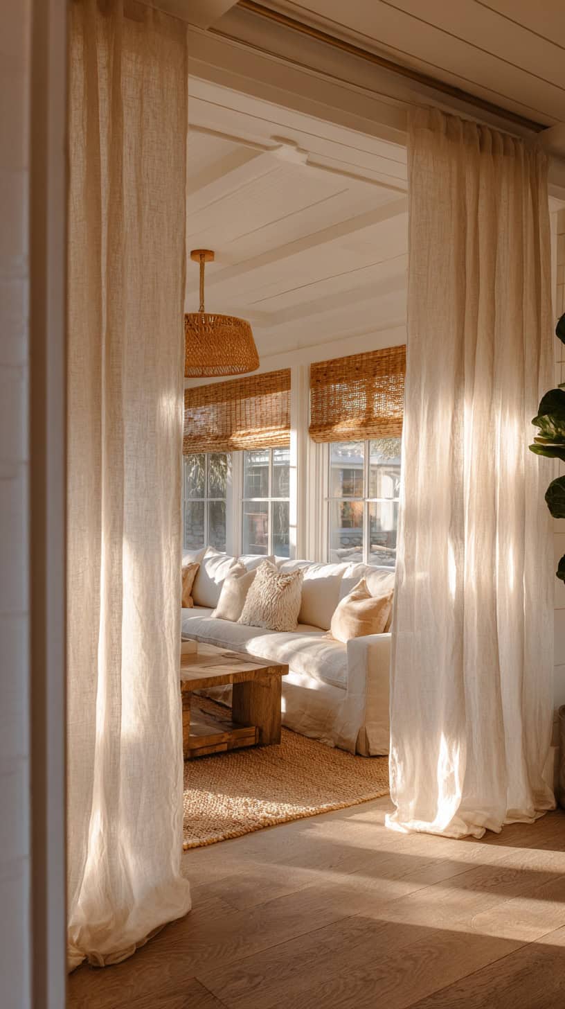 Layered Natural Linen Window Treatments - Image 2