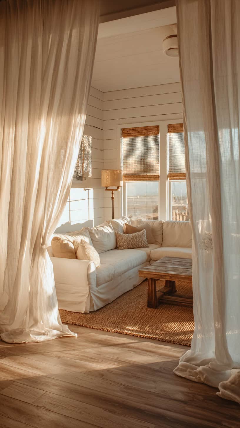 Layered Natural Linen Window Treatments - Image 1