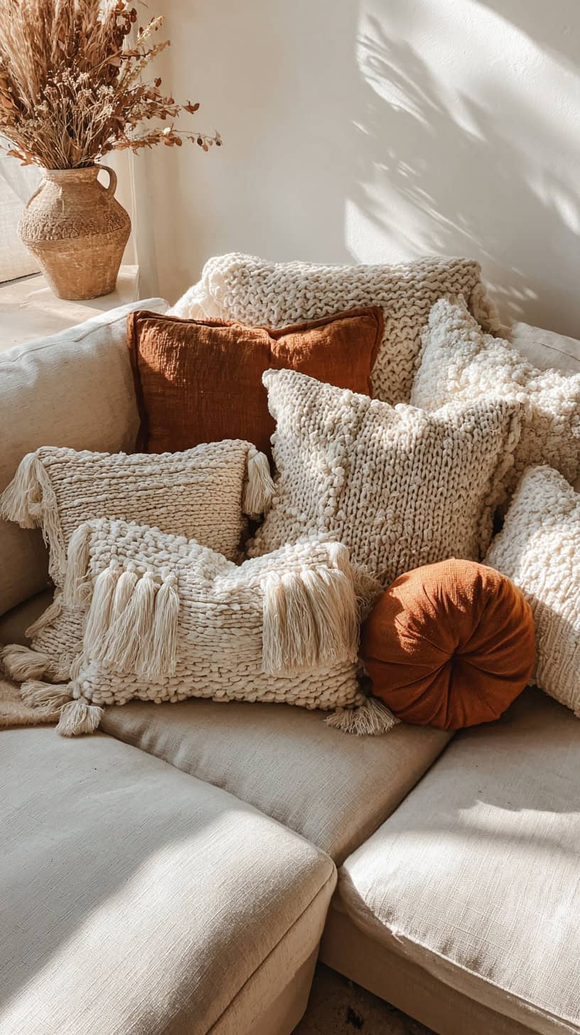 Layered Textured Pillows - Image 1