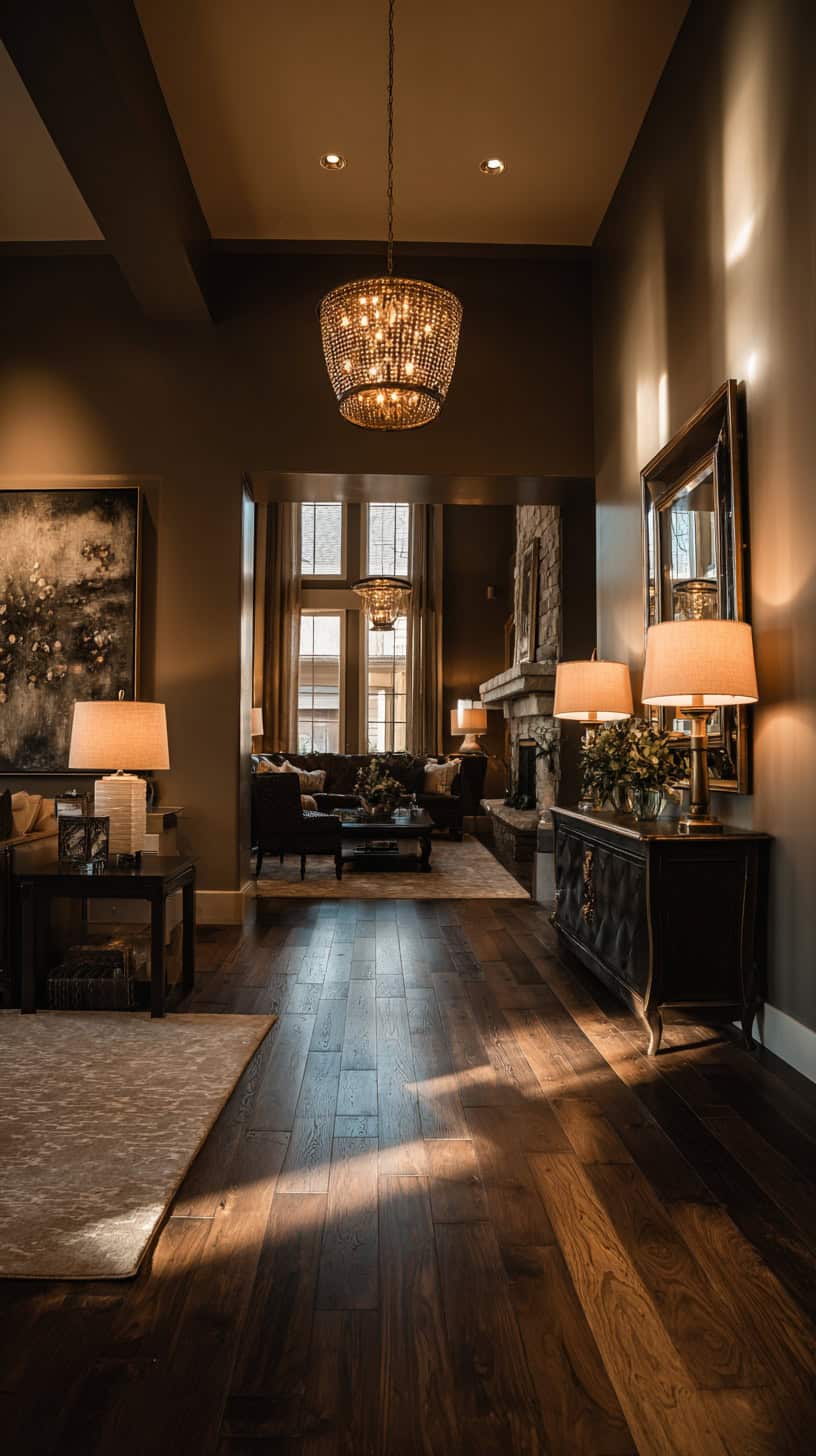 Lighting and Mirrors: Your Secret Weapons for Brightening Dark Wood Floor Living Rooms - Image 2