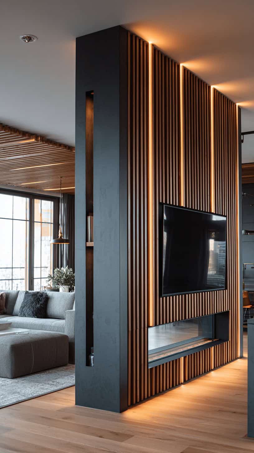 Living Room Partition Magic with Tv Panel Design - Image 2