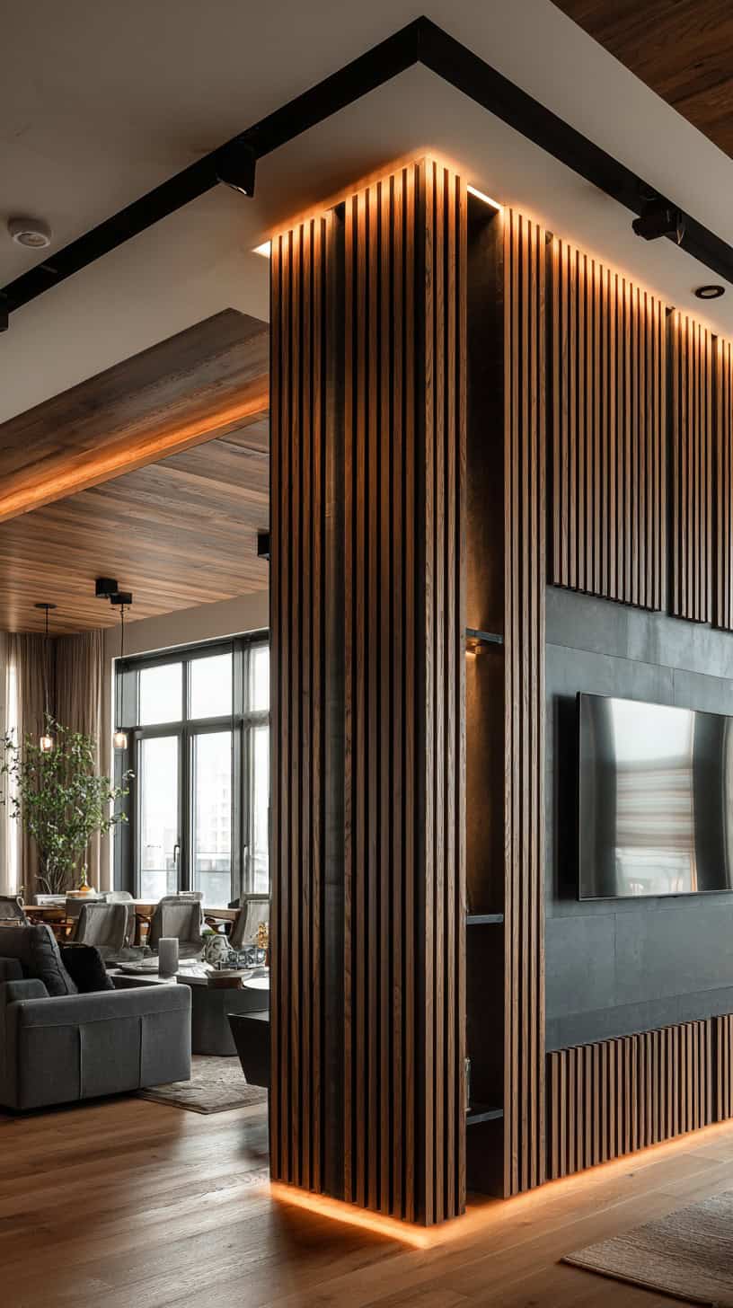 Living Room Partition Magic with Tv Panel Design - Image 1