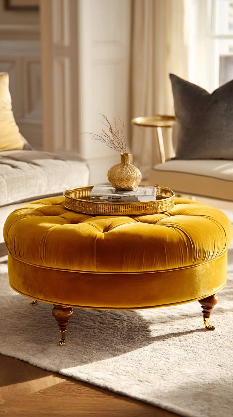 Luxe Velvet Ottoman - Image 1
