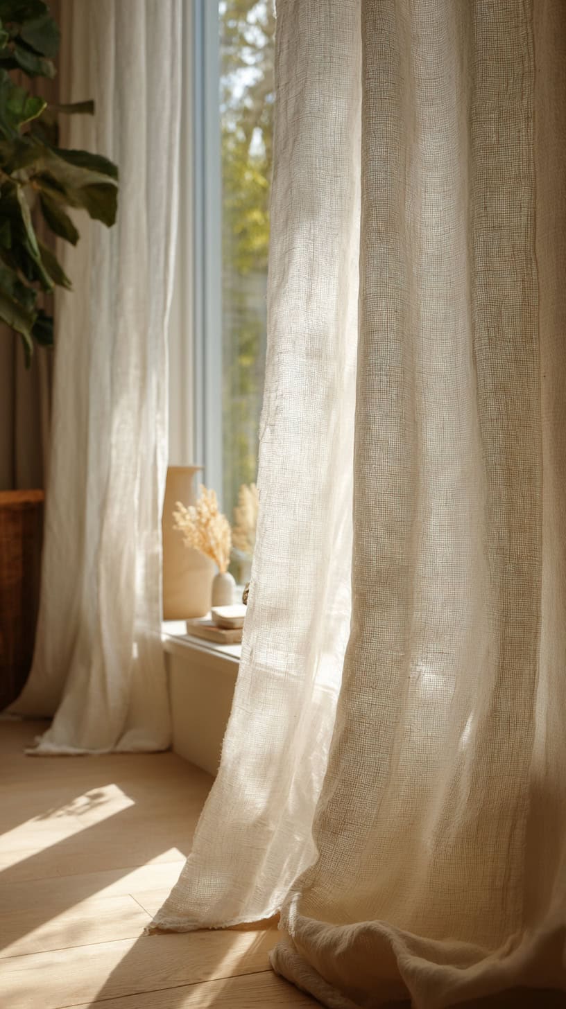 Neutral Linen Curtains - Image 1