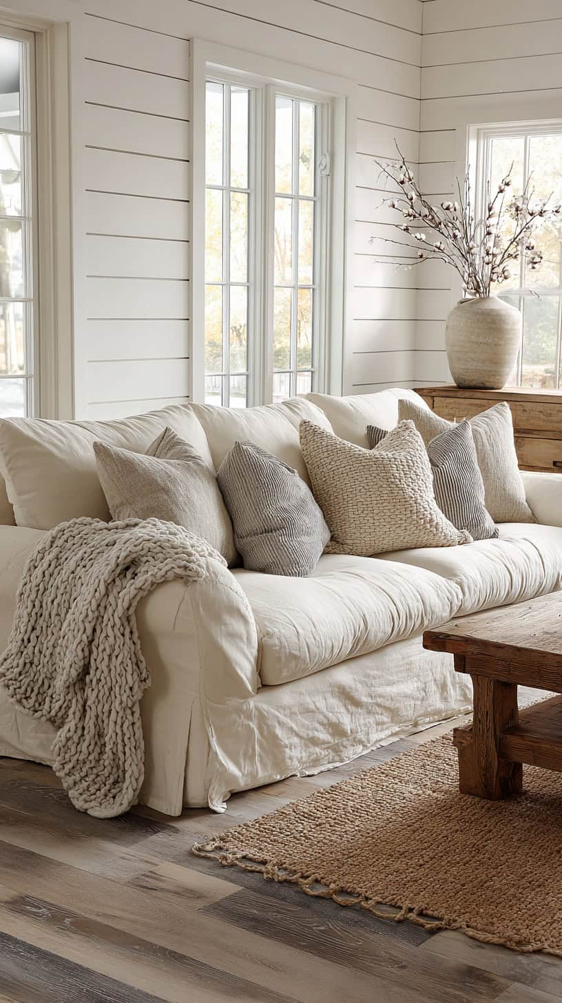 Neutral Slip-Covered Sofas - Image 2