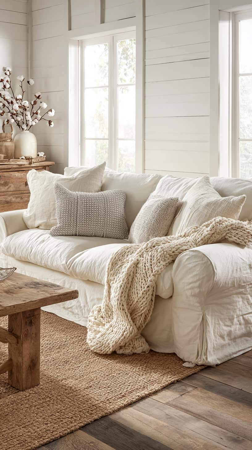 Neutral Slip-Covered Sofas - Image 1