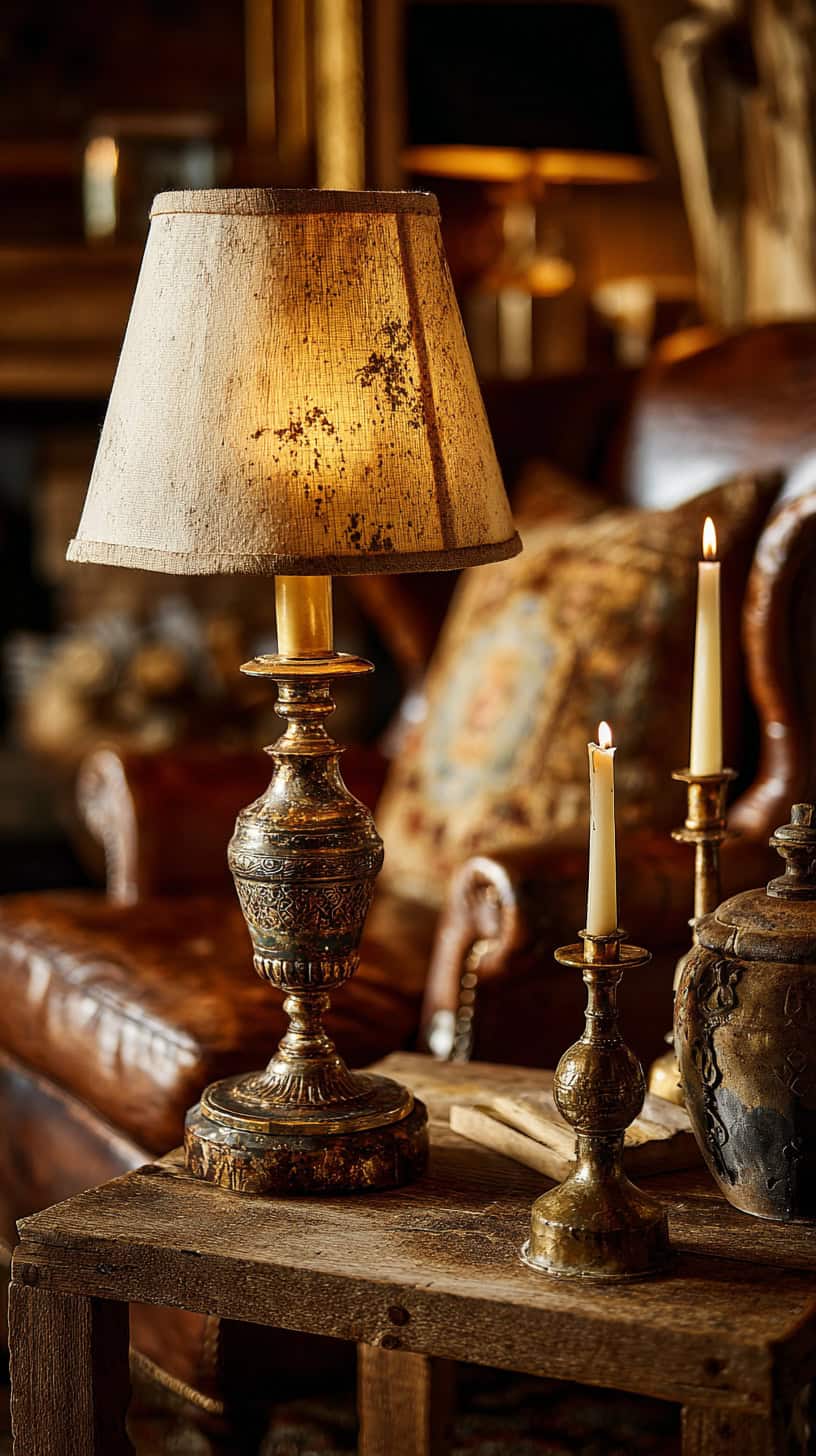 Patinaed Brass Lamps - Image 2