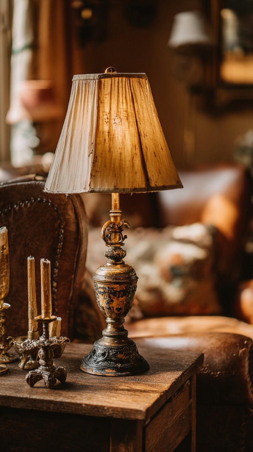 Patinaed Brass Lamps - Image 1