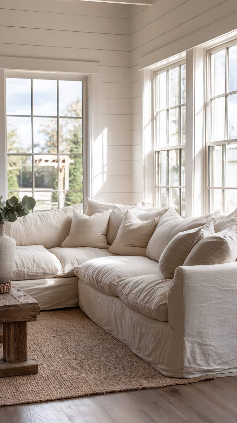 Plush Linen Sectional Sofa - Image 1