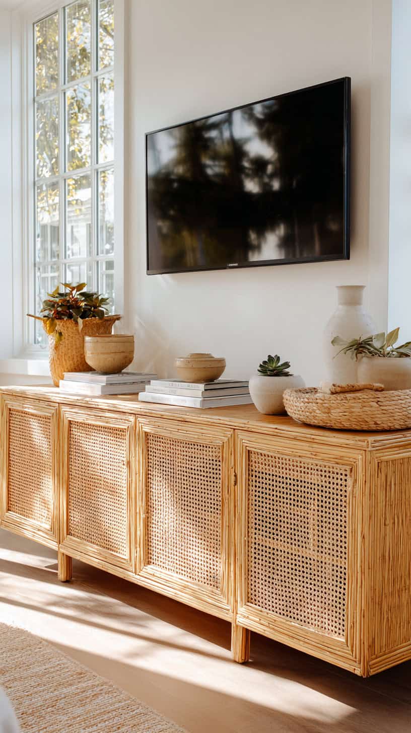 Rattan Woven TV Console - Image 1