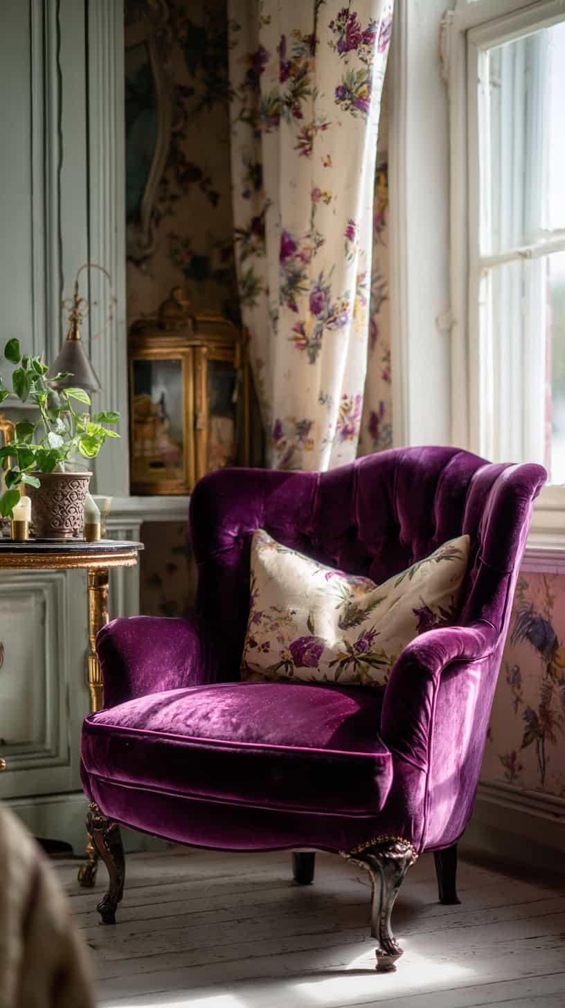 Rich Plum Accent Chair - Image 2