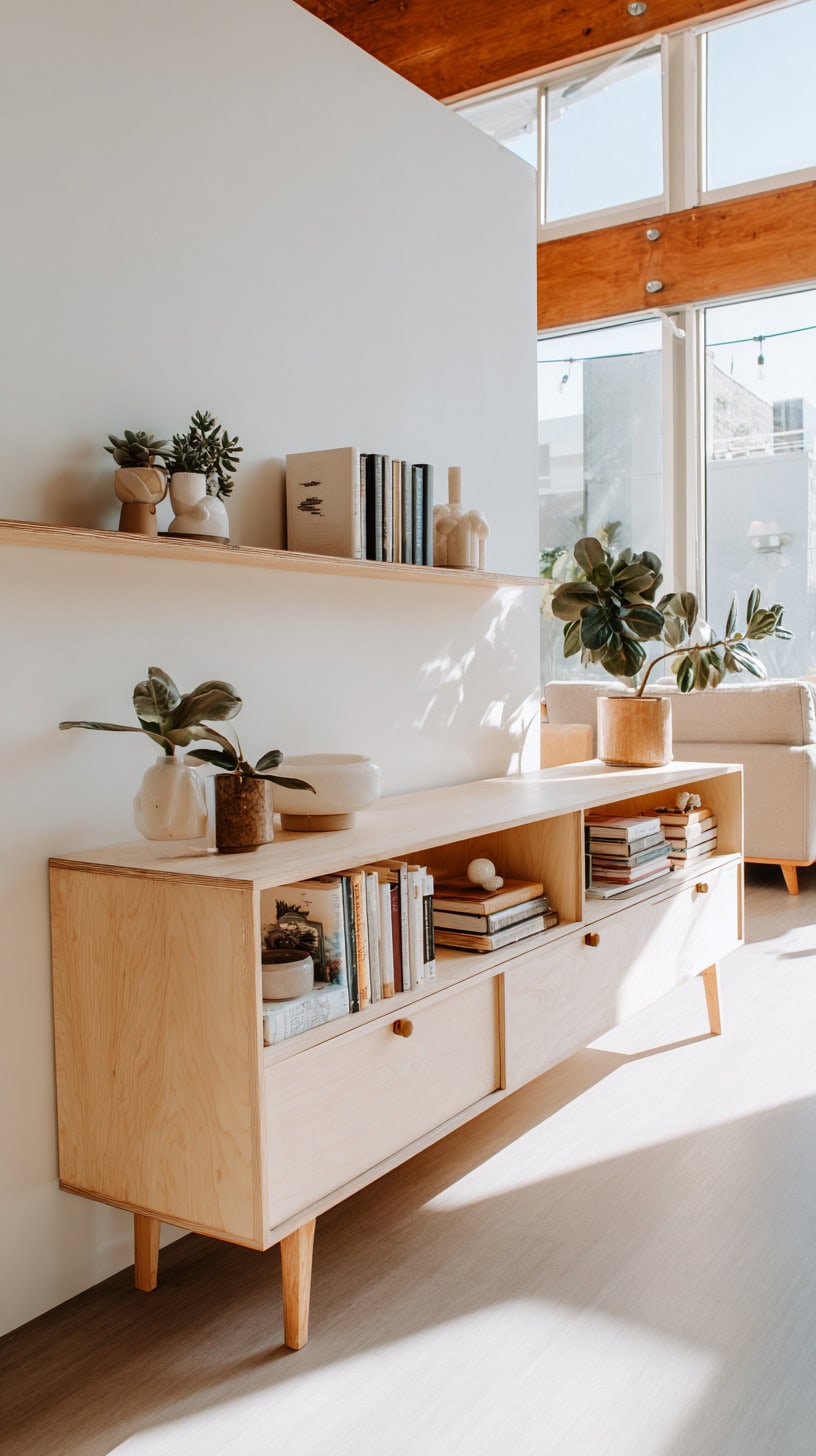 Scandinavian Wood TV Shelf - Image 2
