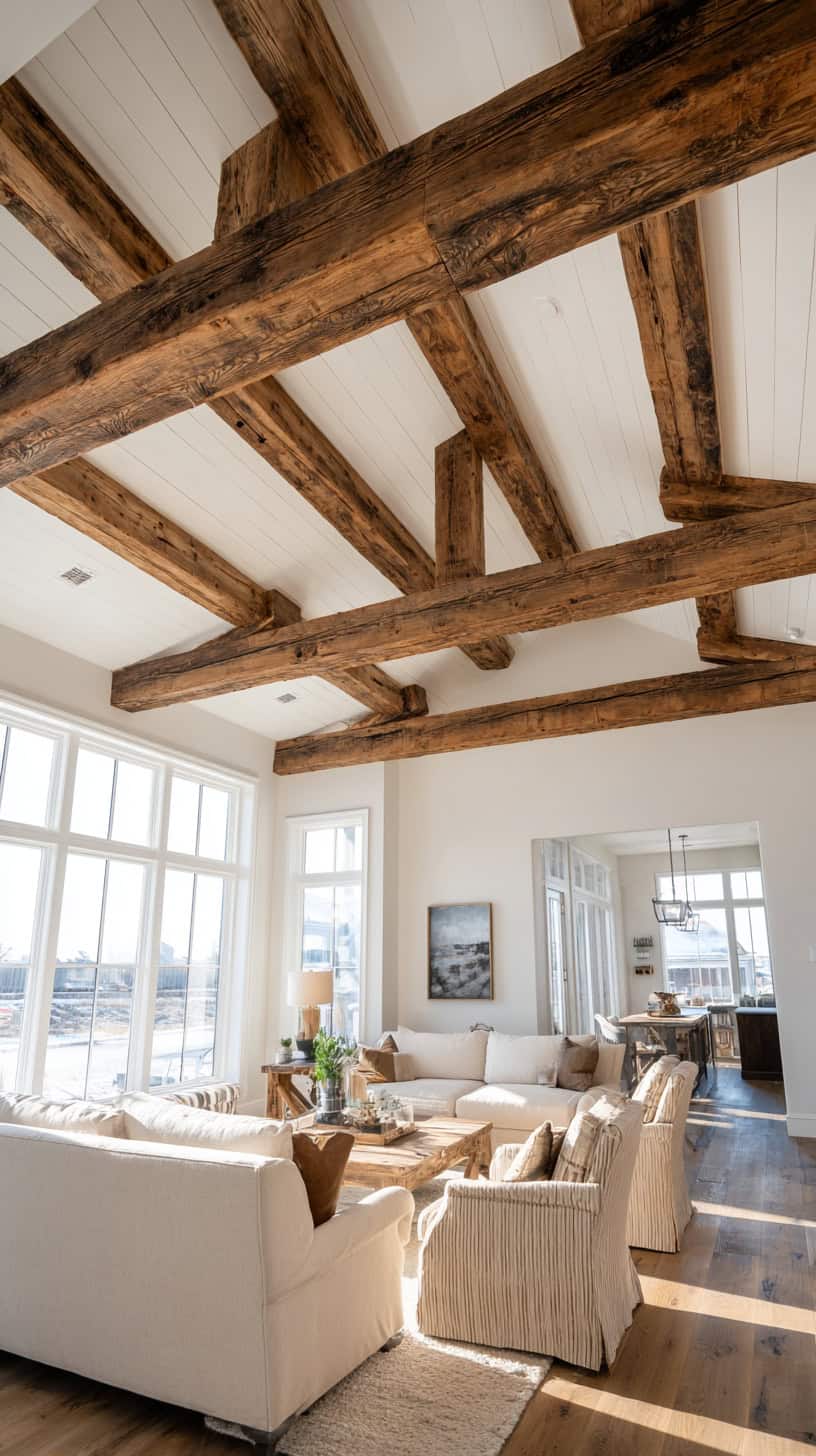 Stained Medium-Brown Exposed Beams - Image 1