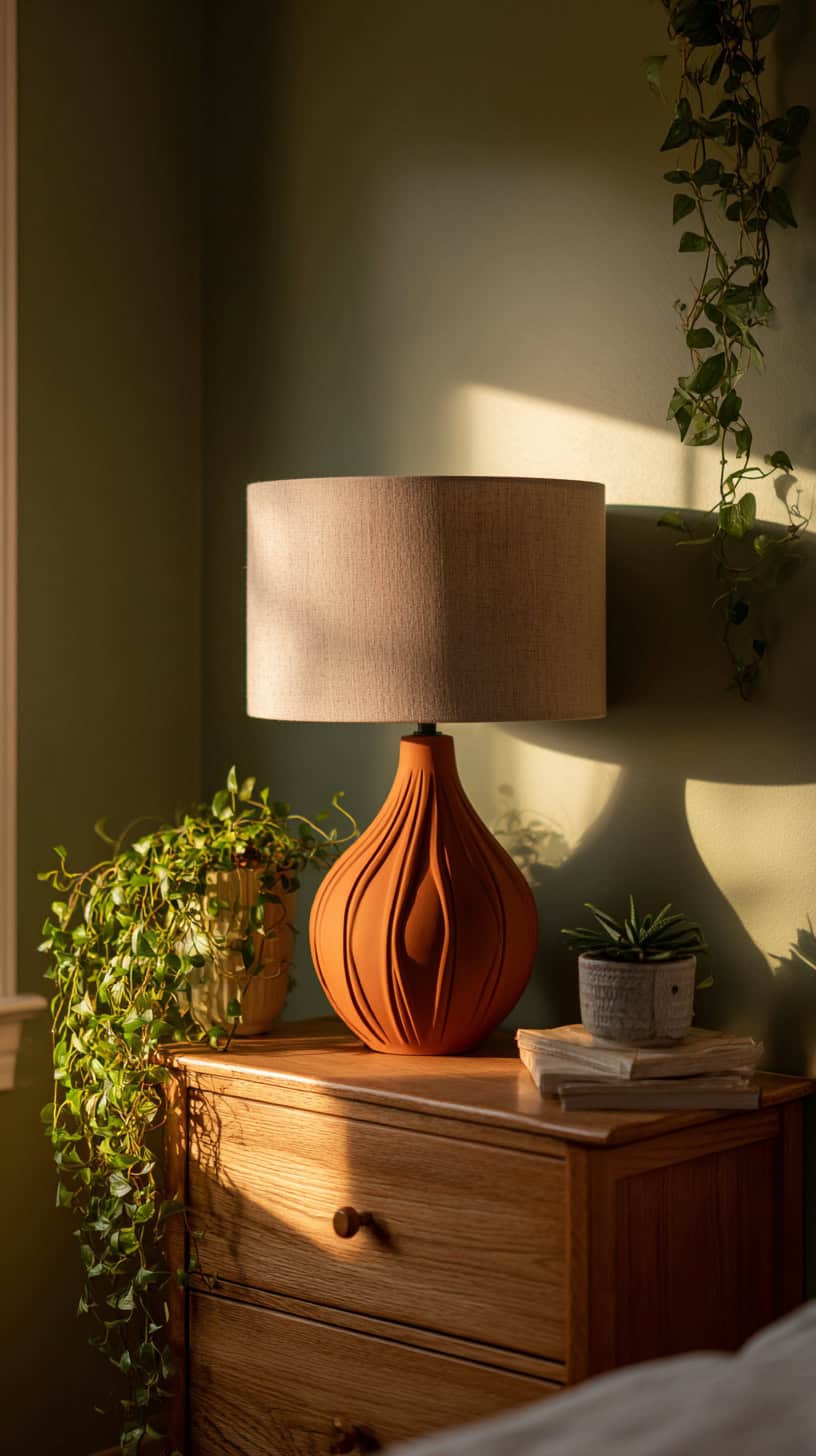 Terracotta Ceramic Table Lamp - Image 2