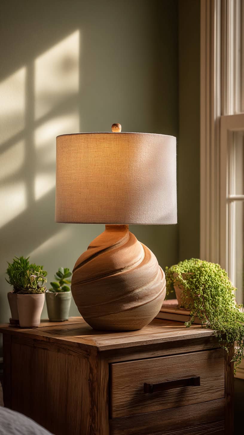 Terracotta Ceramic Table Lamp - Image 1