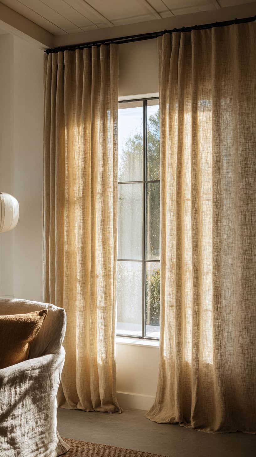 Textured Linen Curtain Panels - Image 1